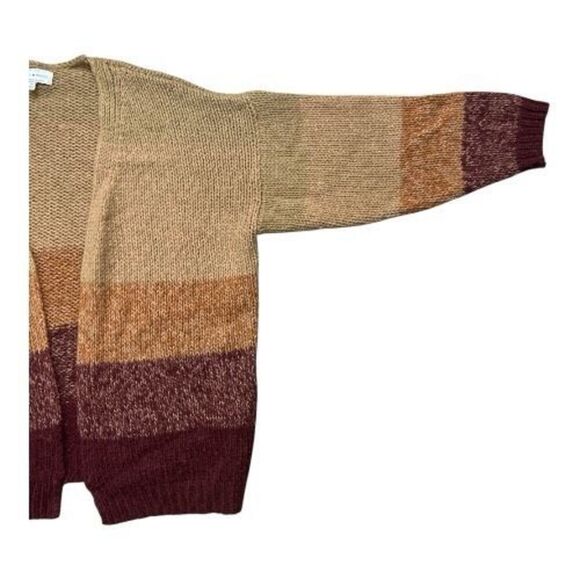 Lucky Brand Brown Ombre Dye Oversize Open Cardigan In Rust Wool Blend Size M - Picture 5 of 15